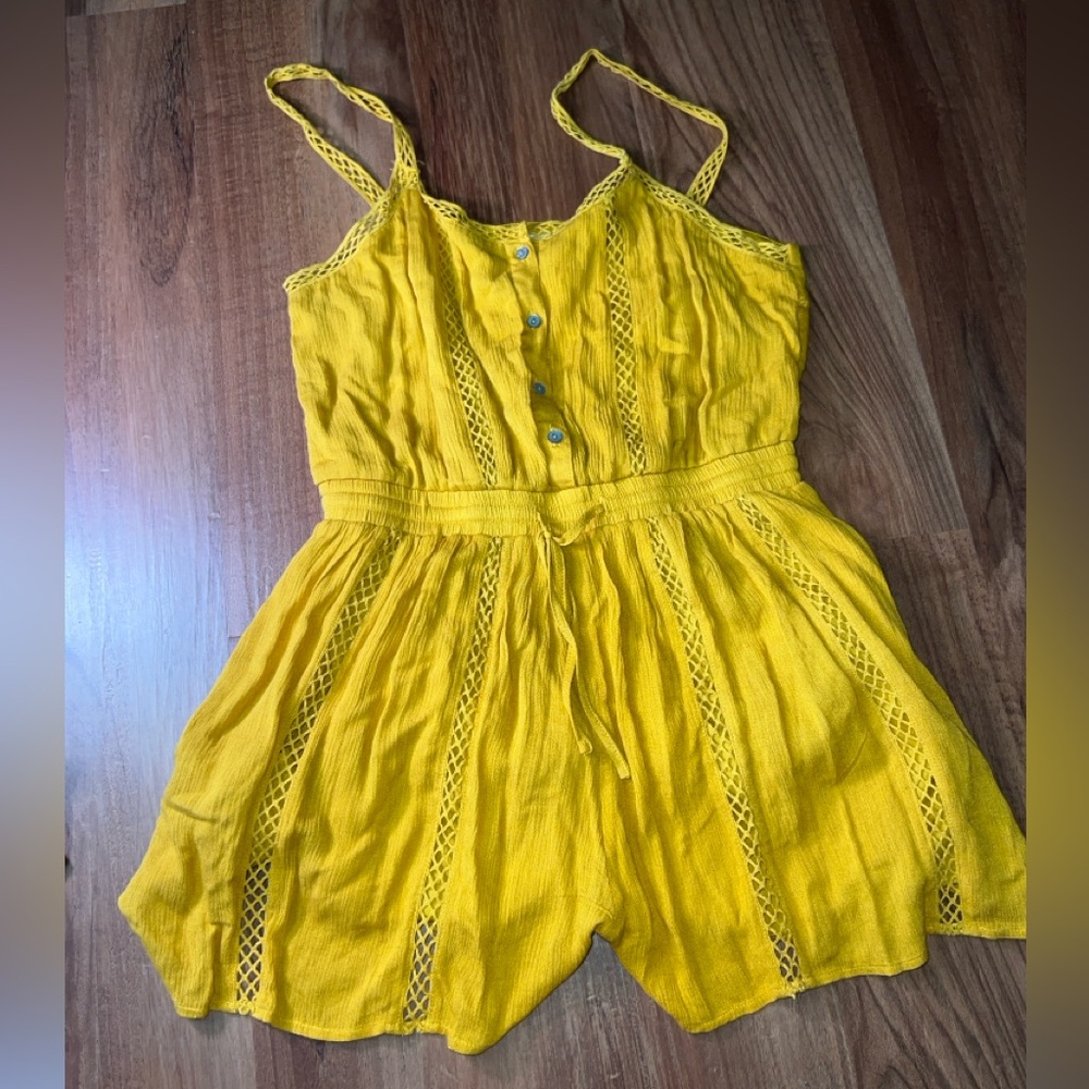 Yellow Romper with Lace Detail